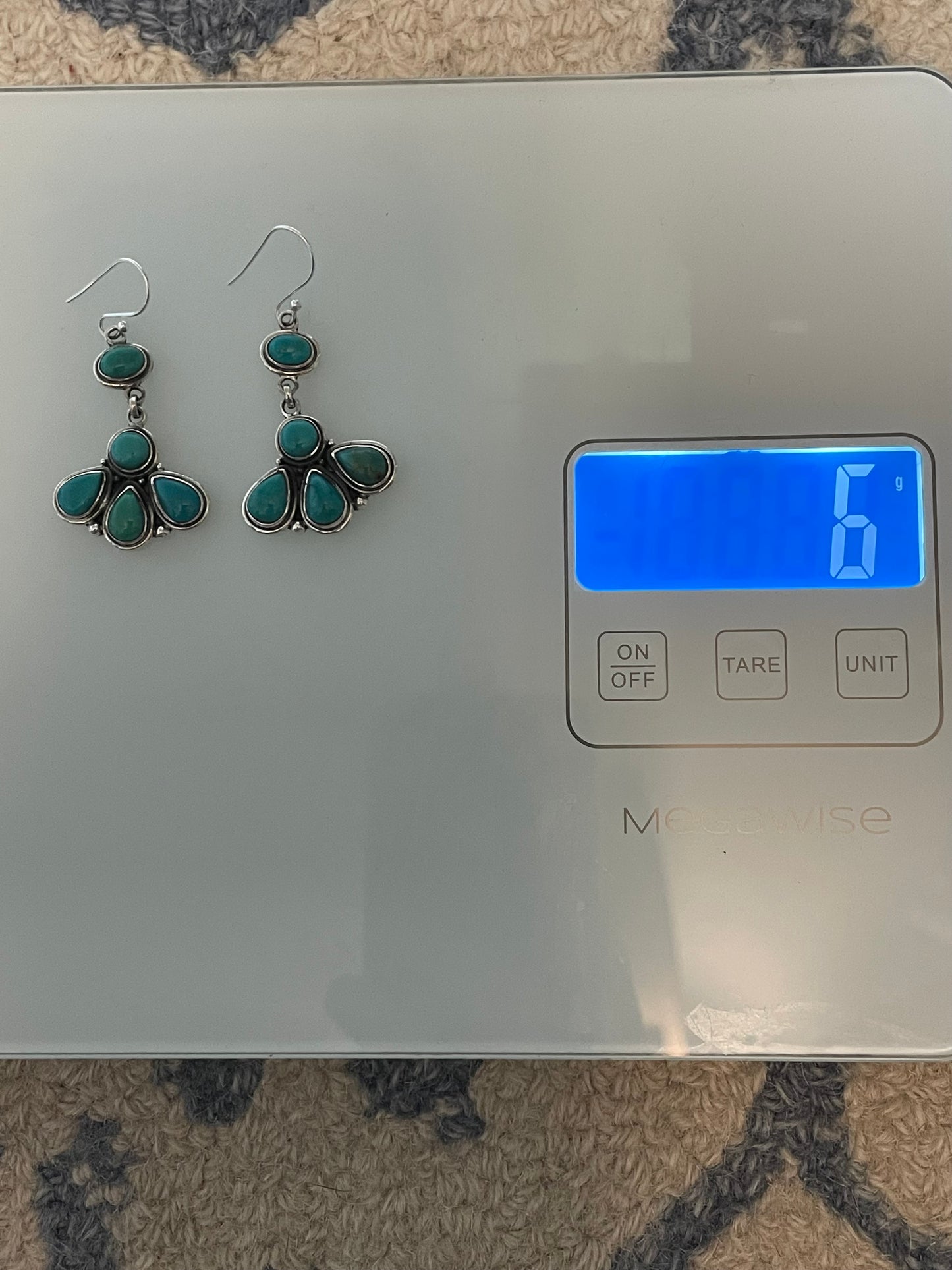 Kingman Turquoise Cluster Dangle Earrings | 925 Sterling Silver C827