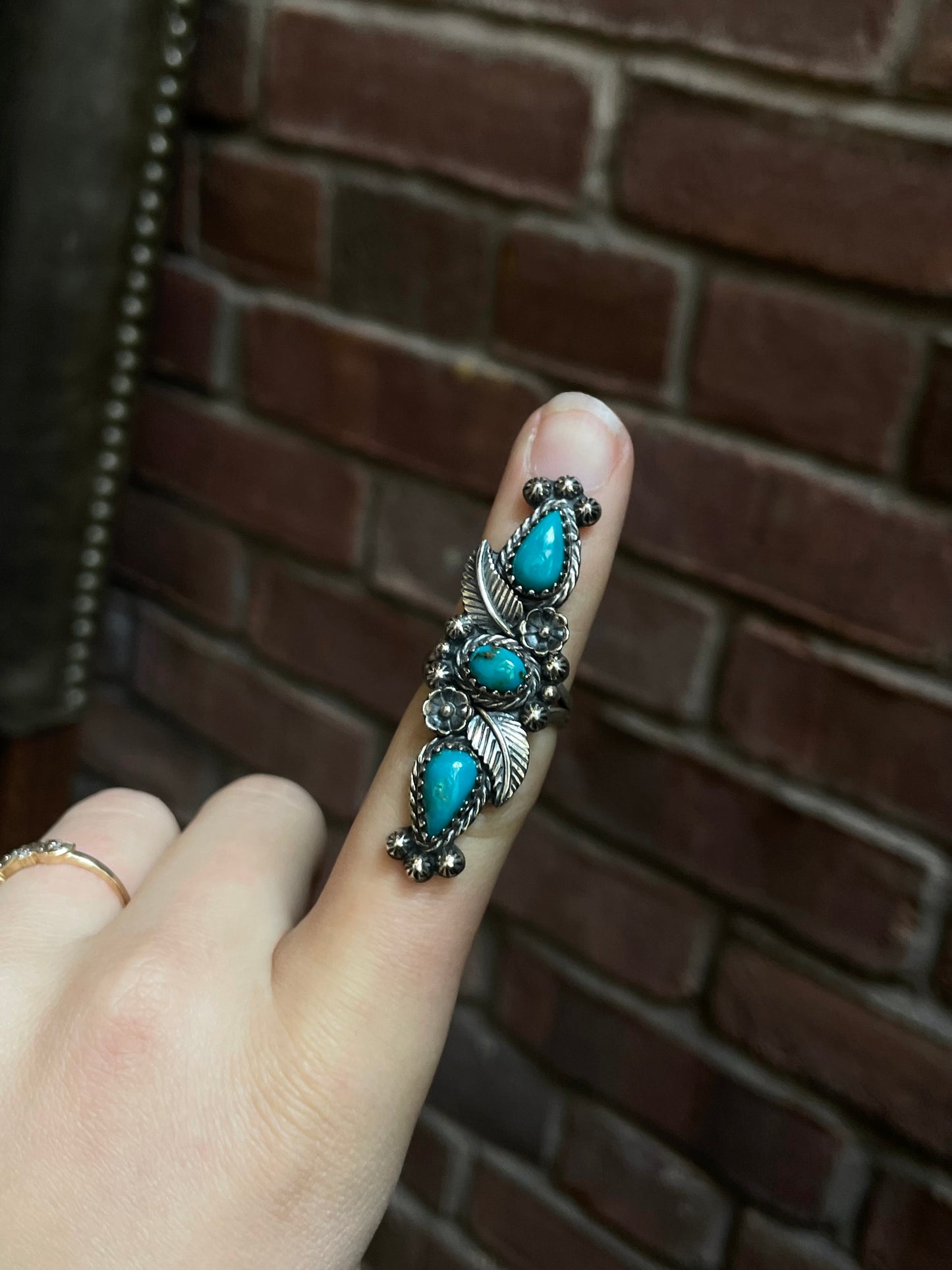 Kingman Turquoise Feather Ring Size 6.25 | 925 Sterling Silver Southwest E212