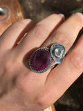 Purple Spiny Oyster Cowboy Hat Ring Size 7 | Sterling Silver 925 B389
