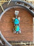 Turquoise Double Stone Pendant | 925 Sterling Silver Z13