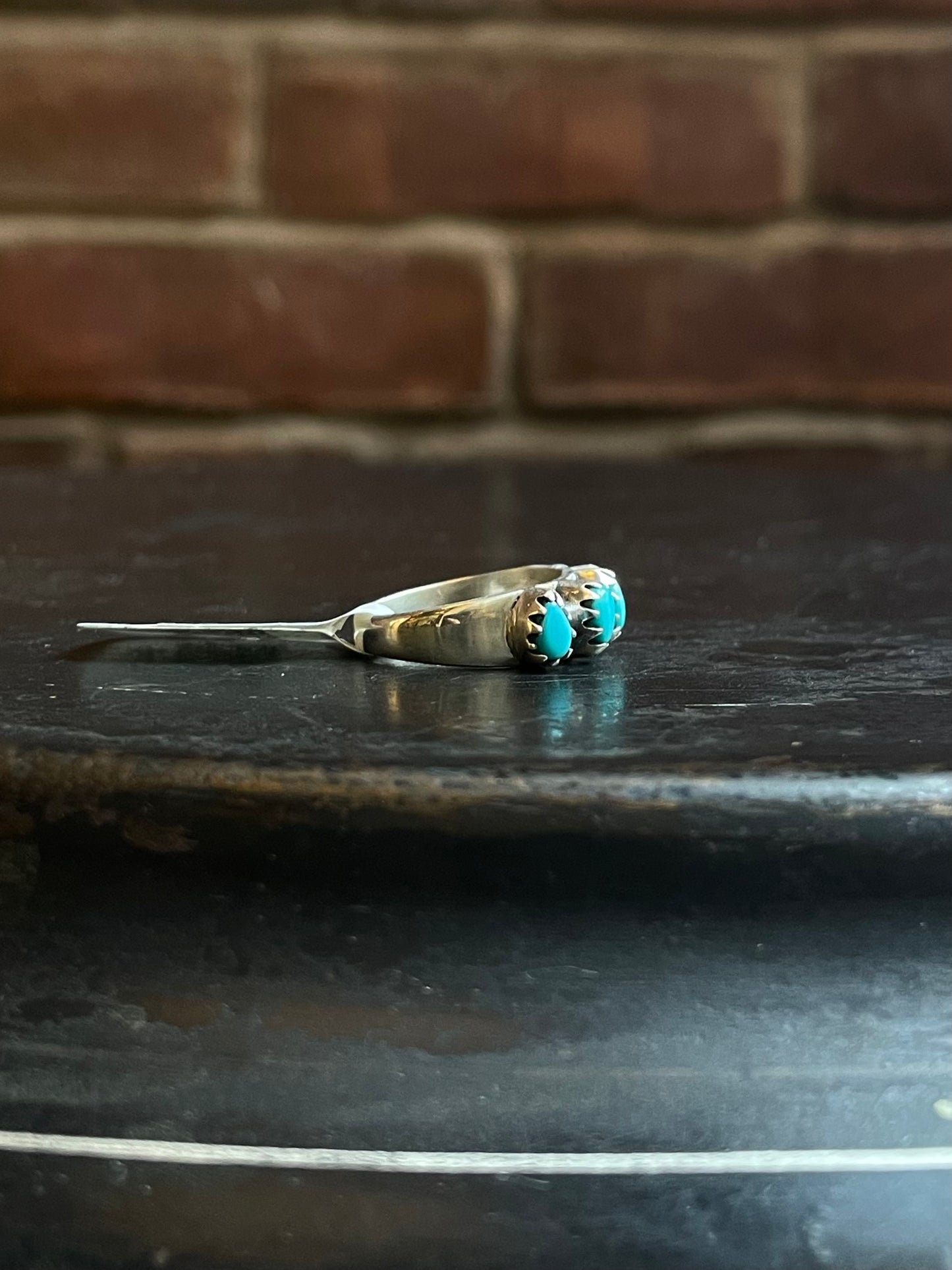 Kingman Turquoise Round Ring | Sterling Silver | Size 9 | A314