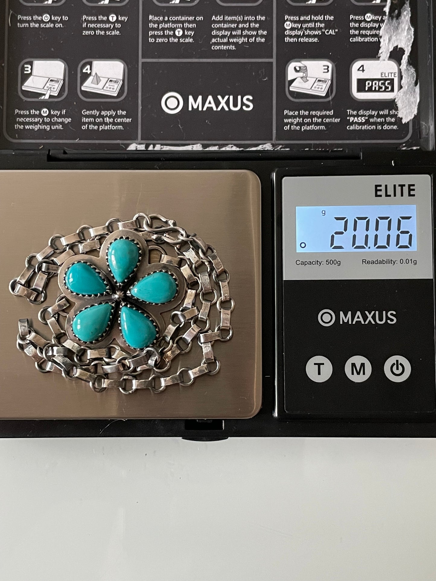Kingman Turquoise Flower Necklace | 925 Sterling Silver E605