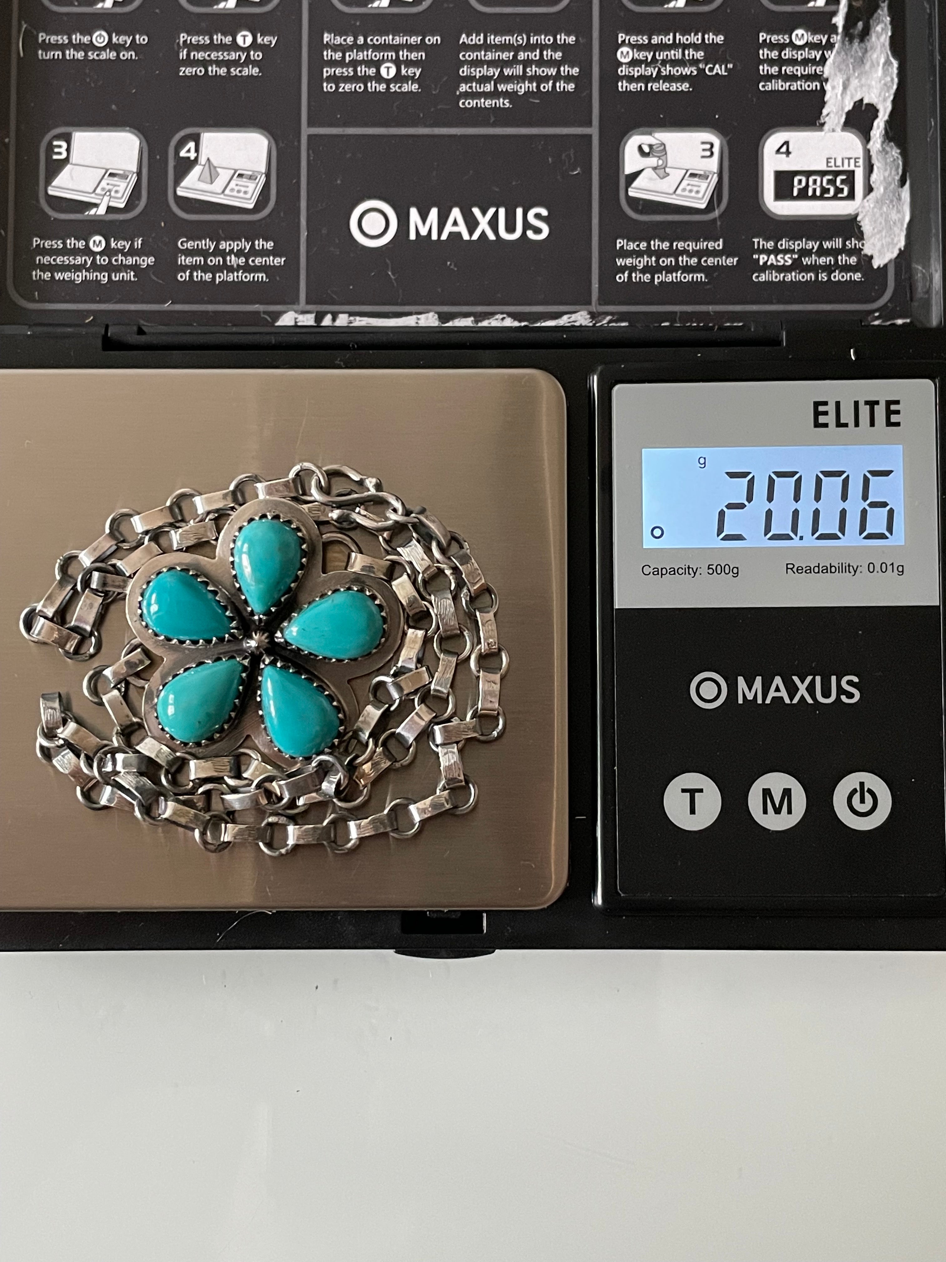 Kingman Turquoise Flower Necklace | 925 Sterling Silver E605