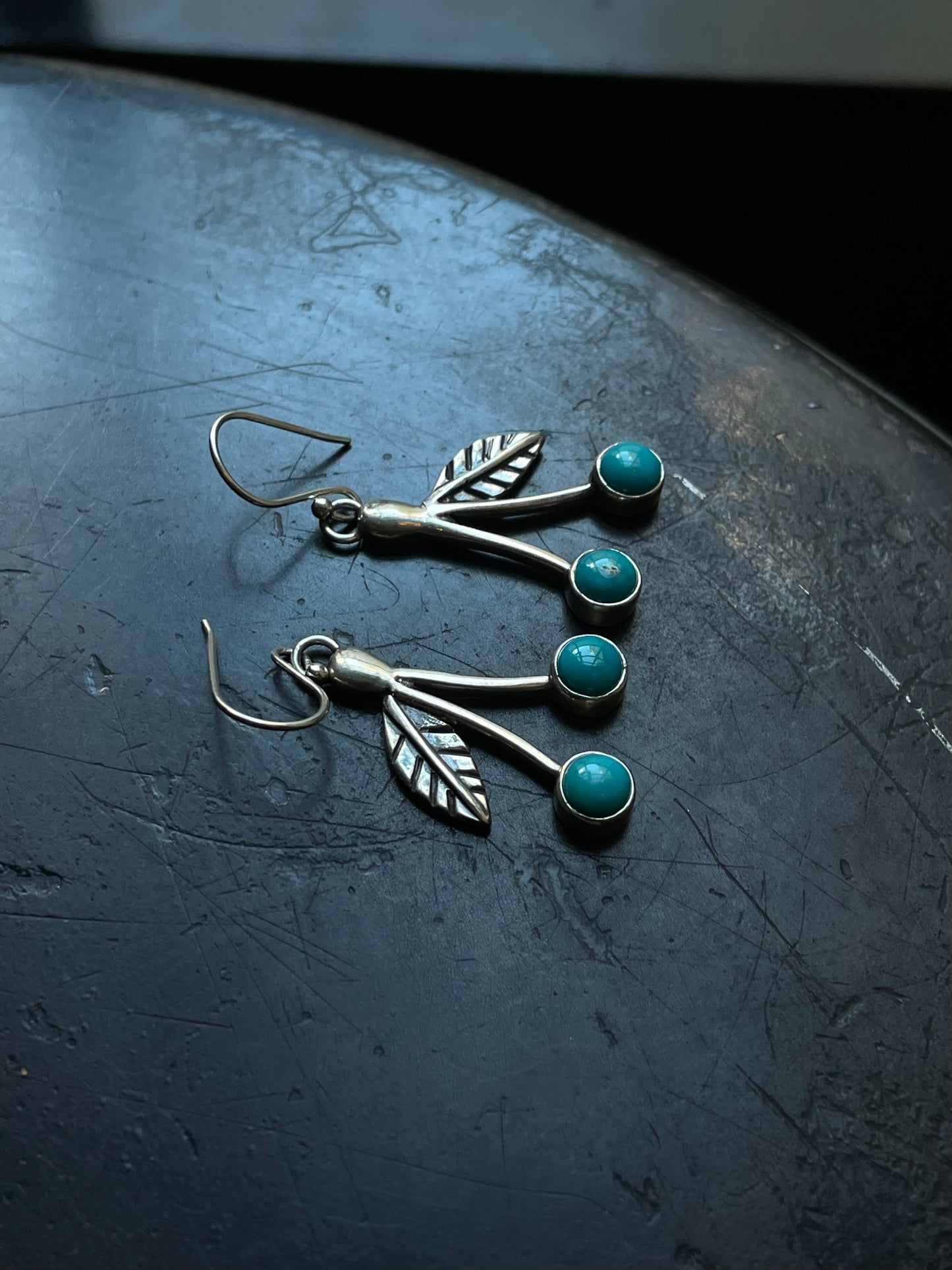 Kingman Turquoise Cherry Dangle Earrings | Sterling Silver E947