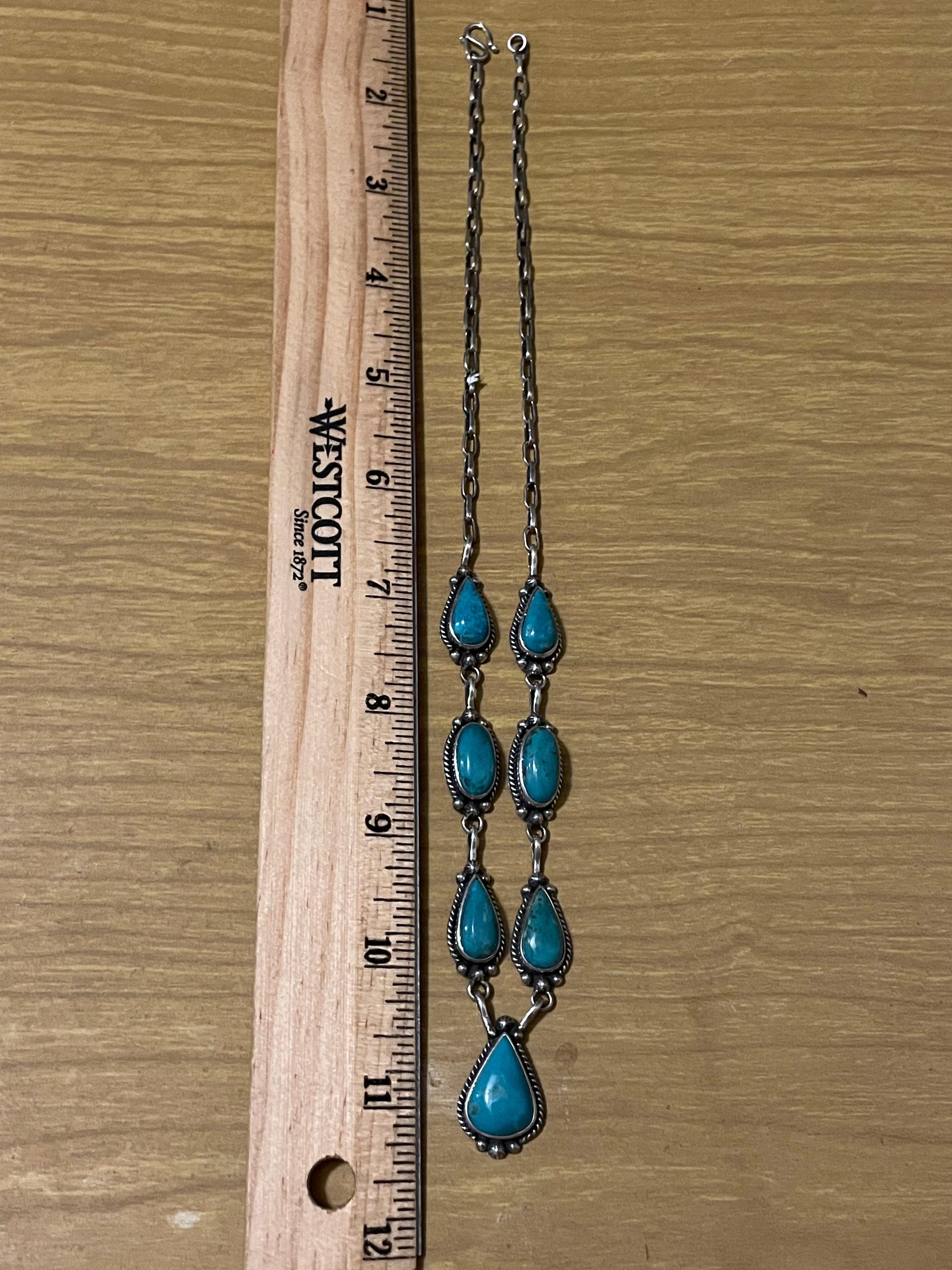 Kingman Turquoise Lariat Necklace | 925 Sterling Silver G410