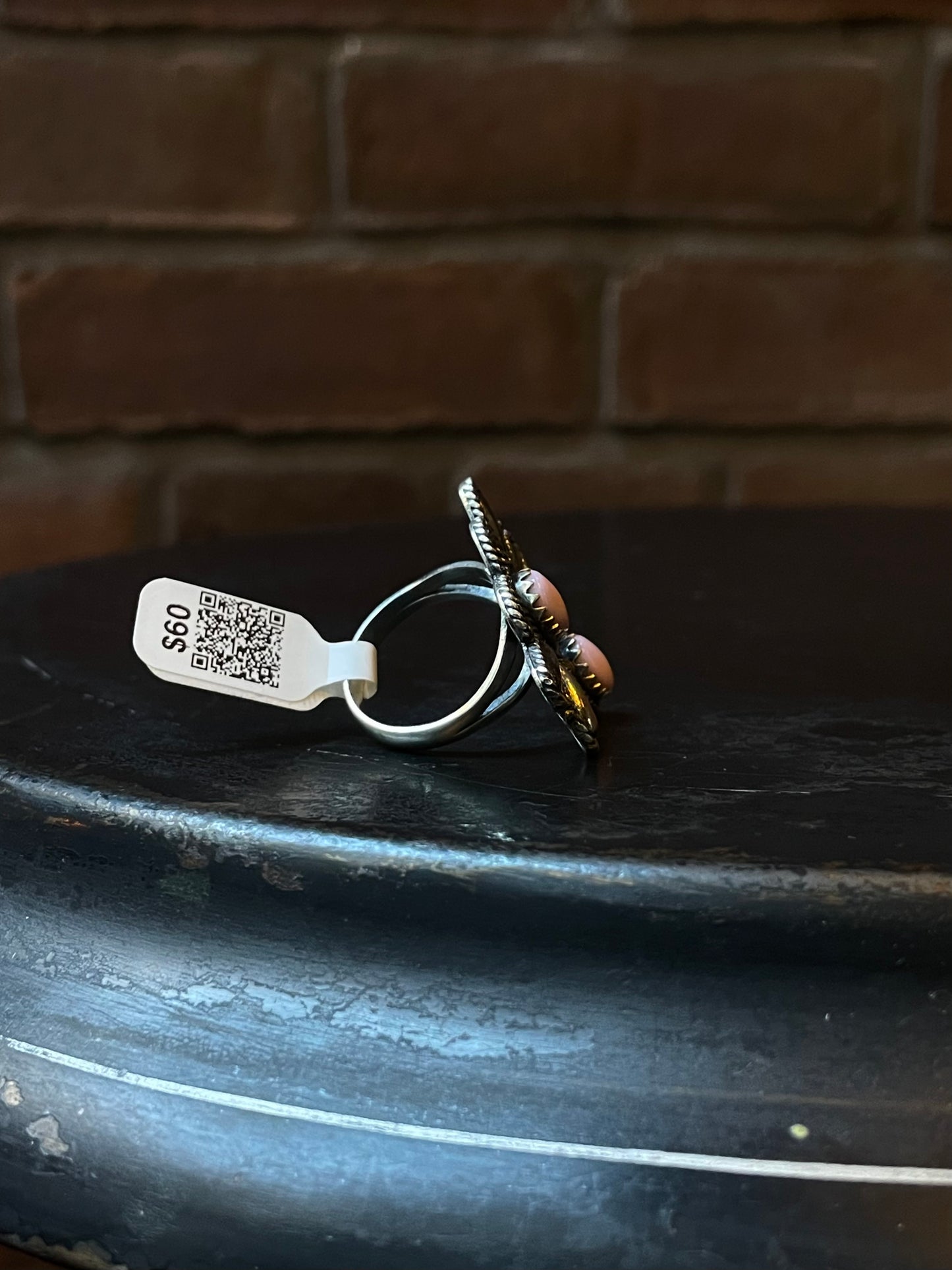 Pink Conch Dragonfly Ring | Sterling Silver | Size 8 | A049