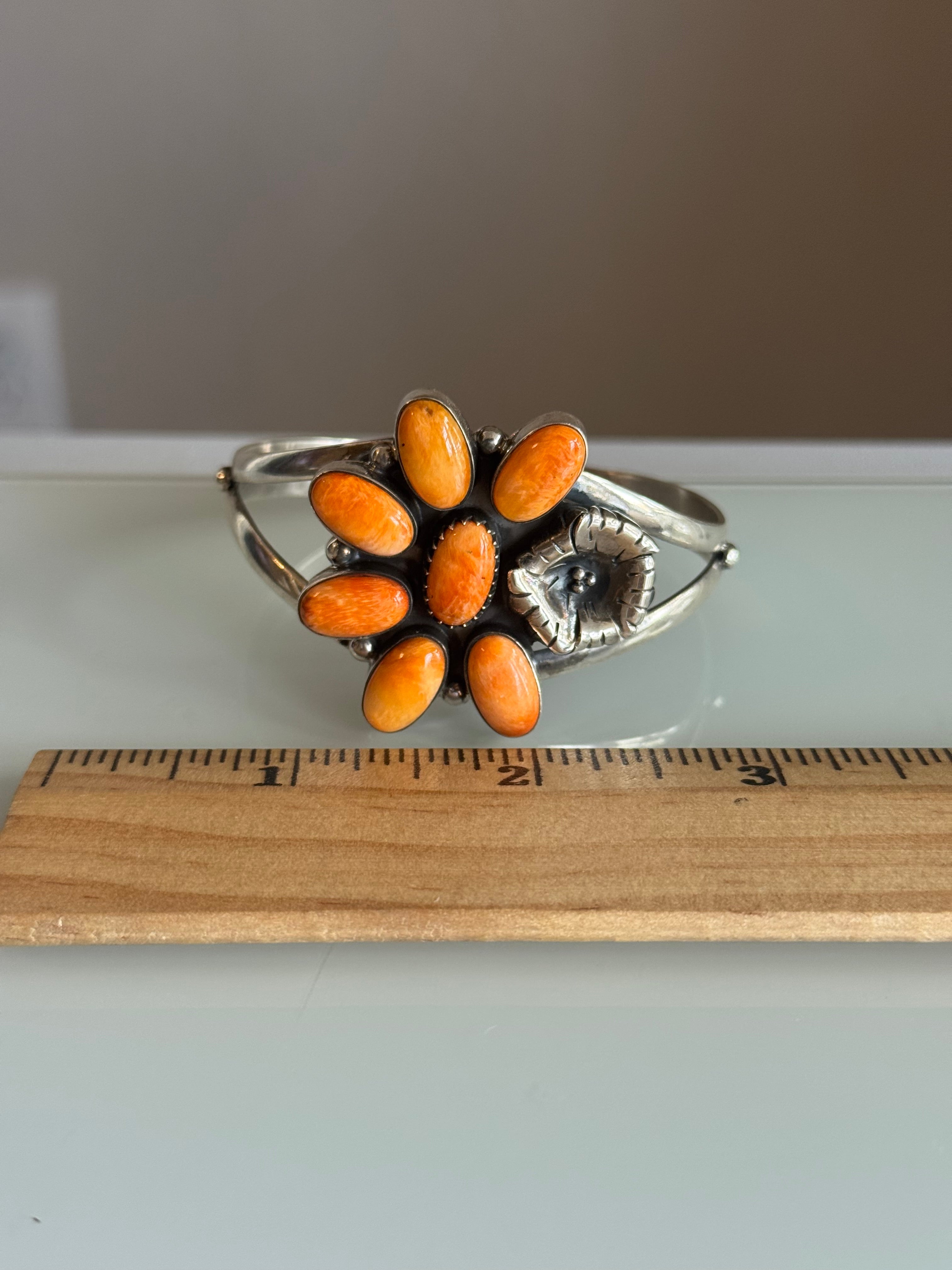 Spiny Oyster Flower Cuff Bracelet | 925 Sterling Silver | C297