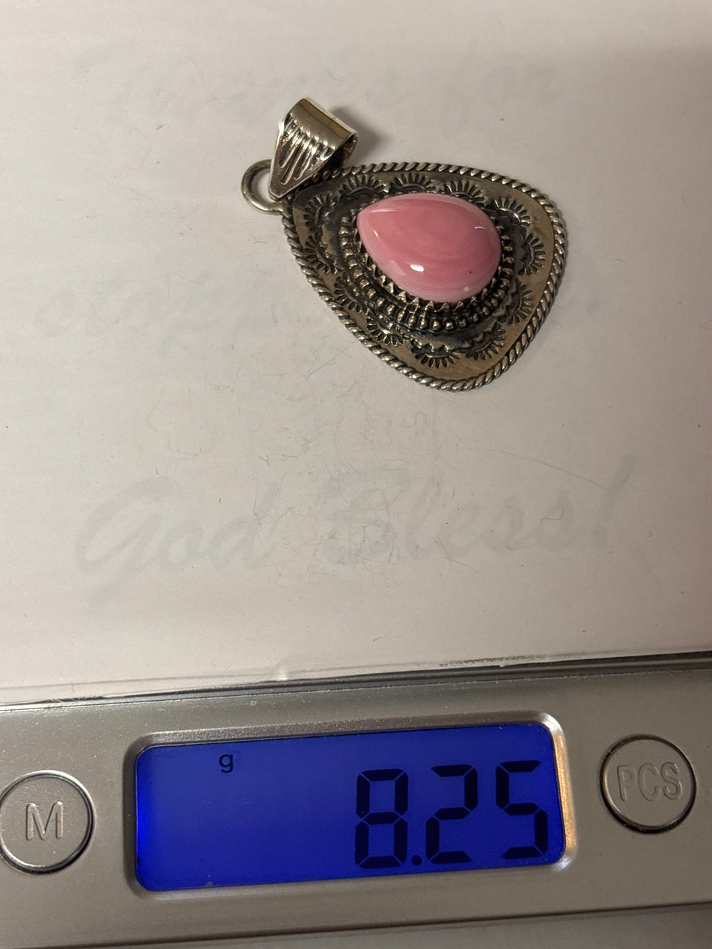 Pink Conch Tear Drop Pendant | 925 Sterling Silver C909