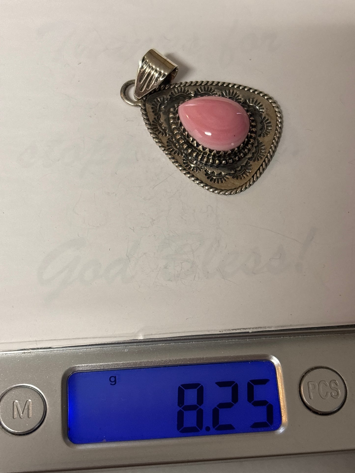Pink Conch Tear Drop Pendant | 925 Sterling Silver C909
