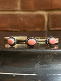 Pink Conch Triple Stone Cuff Bracelet | 925 Sterling Silver E966