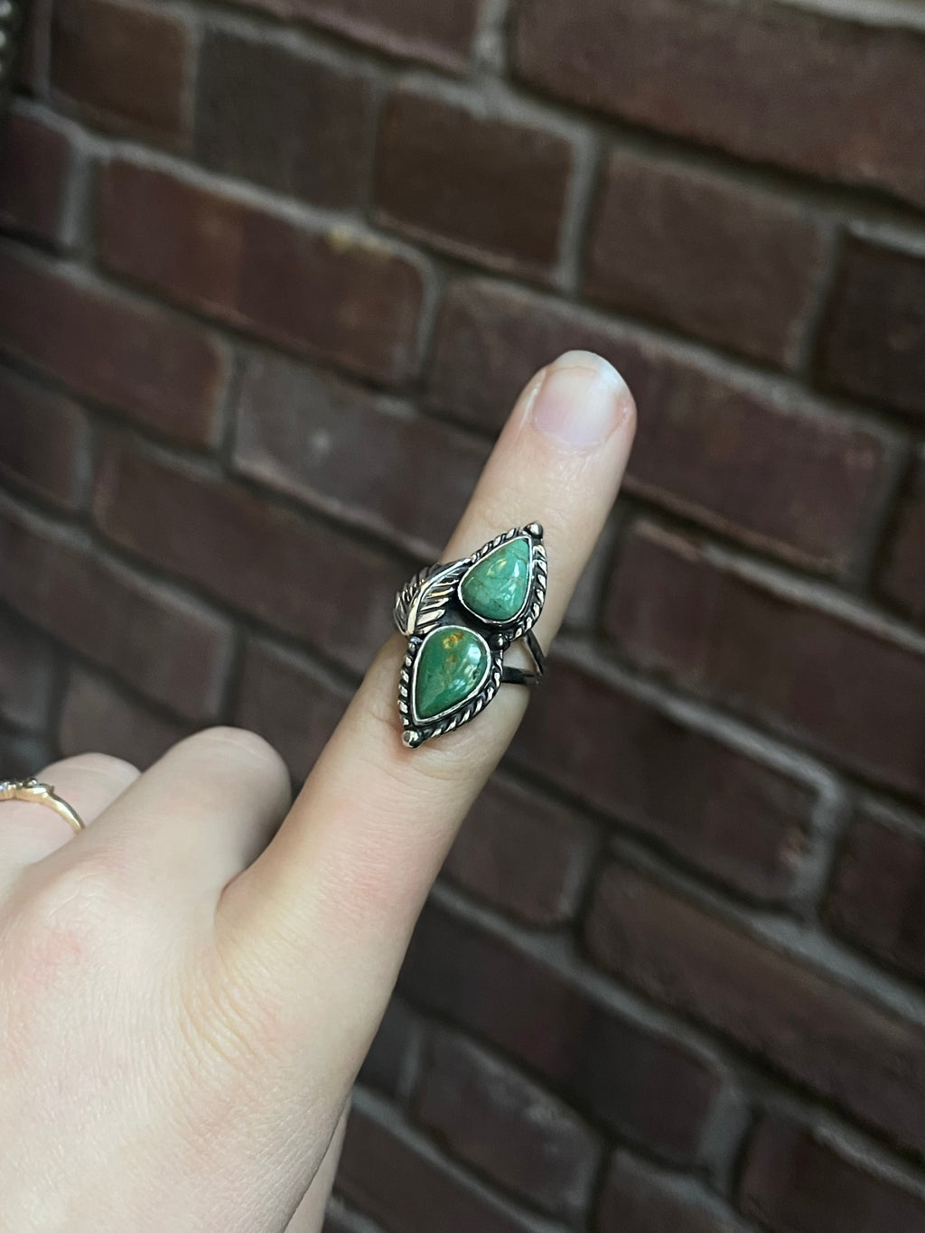 Kingman Turquoise Feather Ring Size 7 | 925 Sterling Silver Southwest E204