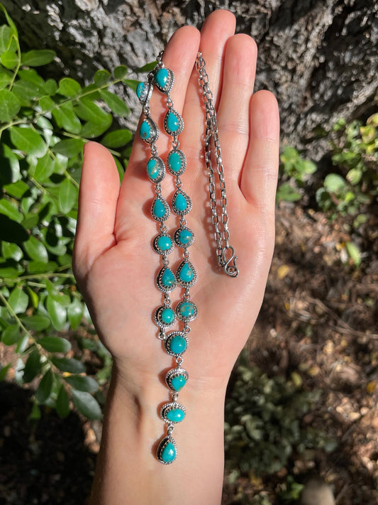 Turquoise Lariat Necklace | Sterling Silver 925 B422