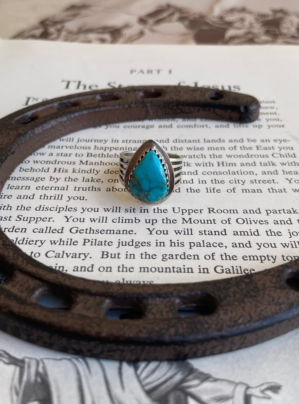 Turquoise Teardrop Ring | 925 Sterling Silver Size 7.25 G816