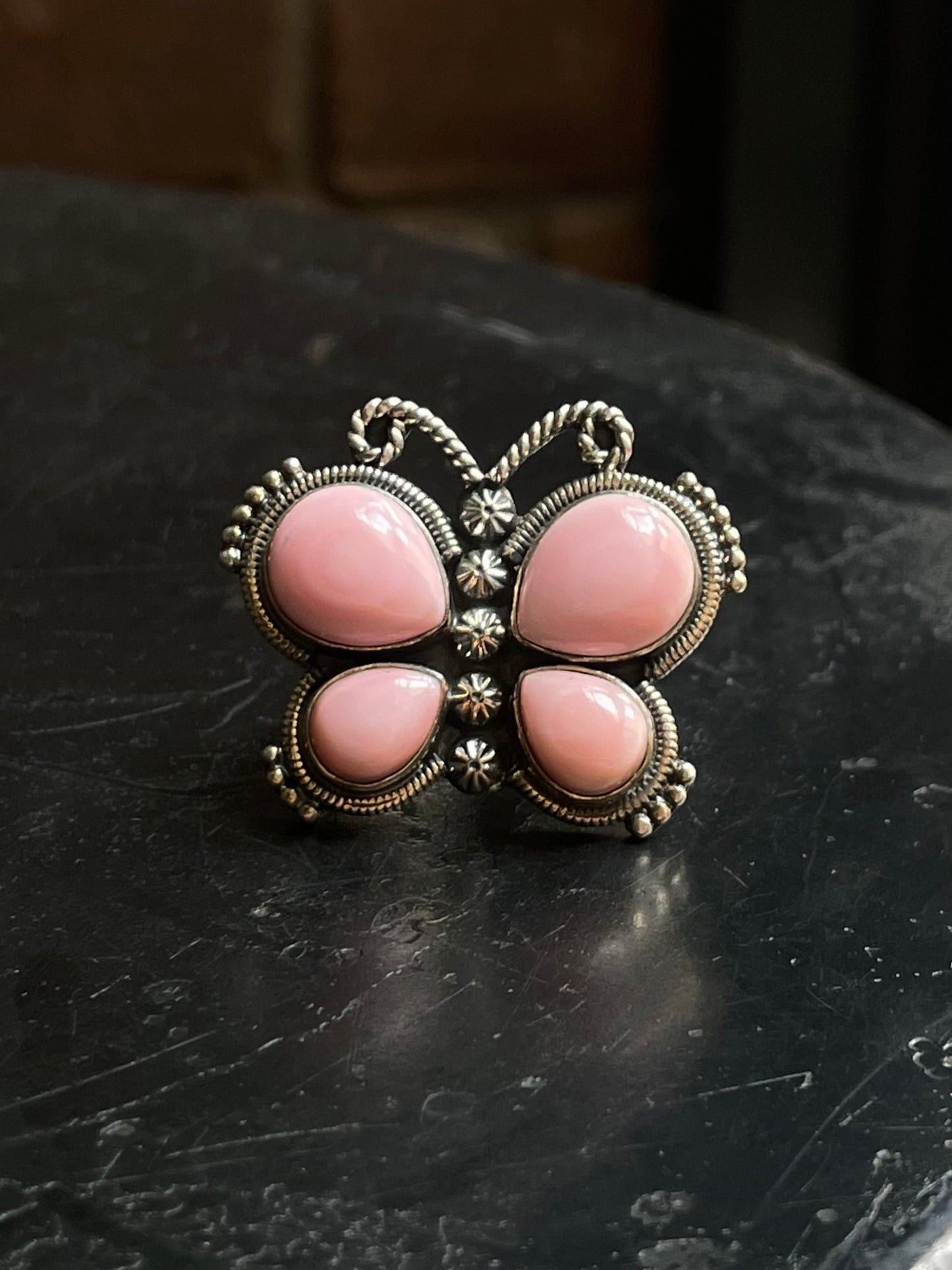 Pink Conch Butterfly Ring | 925 Sterling Silver | Size 9 E294