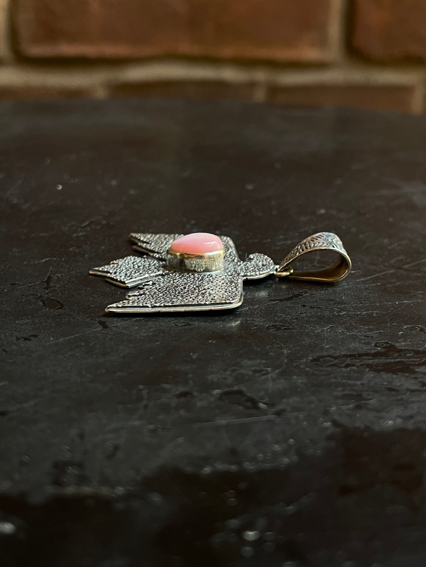 Pink Conch Thunderbird Pendant | Sterling Silver G449