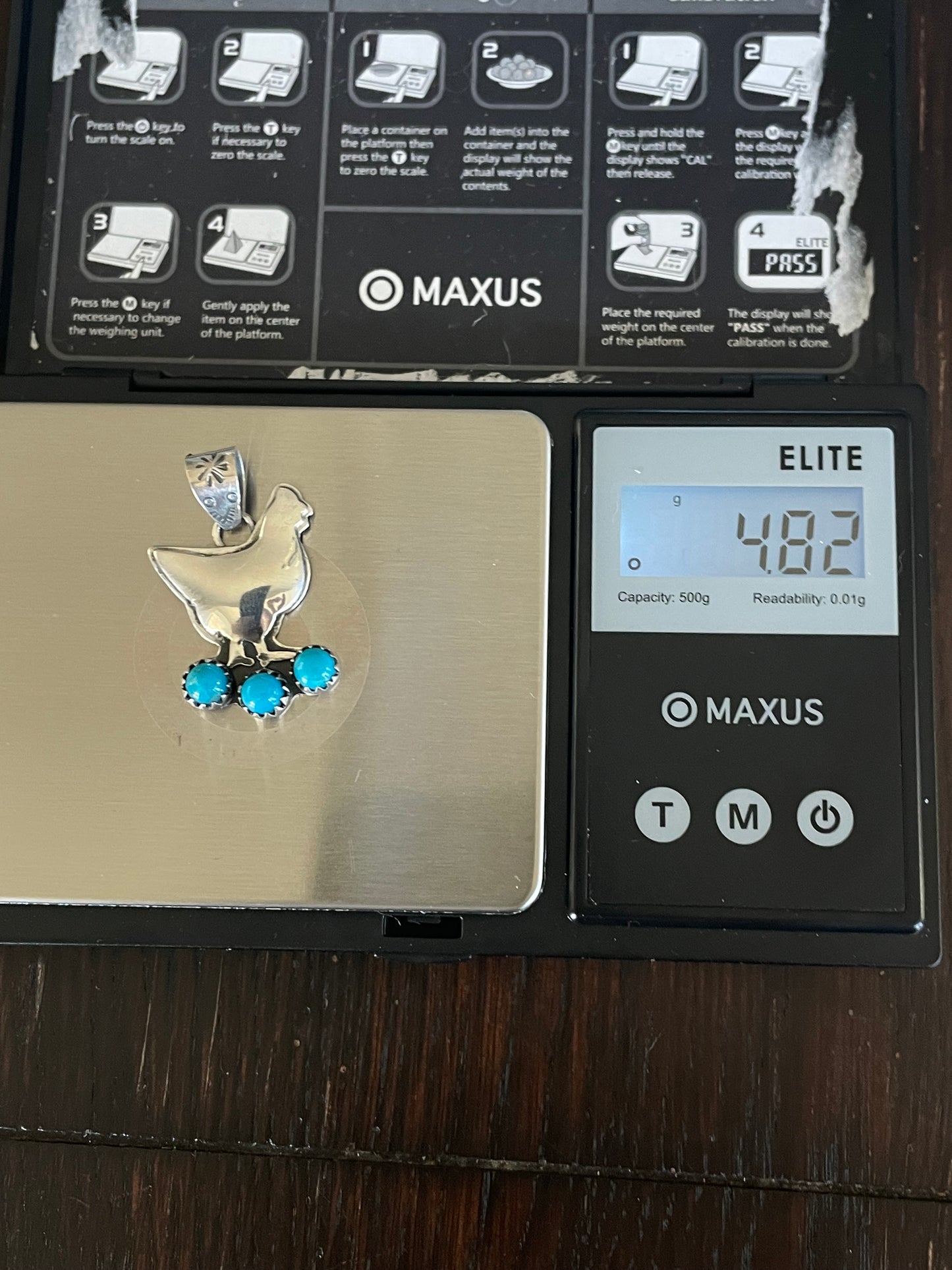 Turquoise Chicken Pendant | Sterling Silver E713