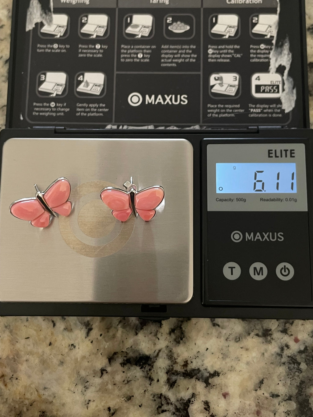 Pink Conch Butterfly Stud Earrings | 925 Sterling Silver E405