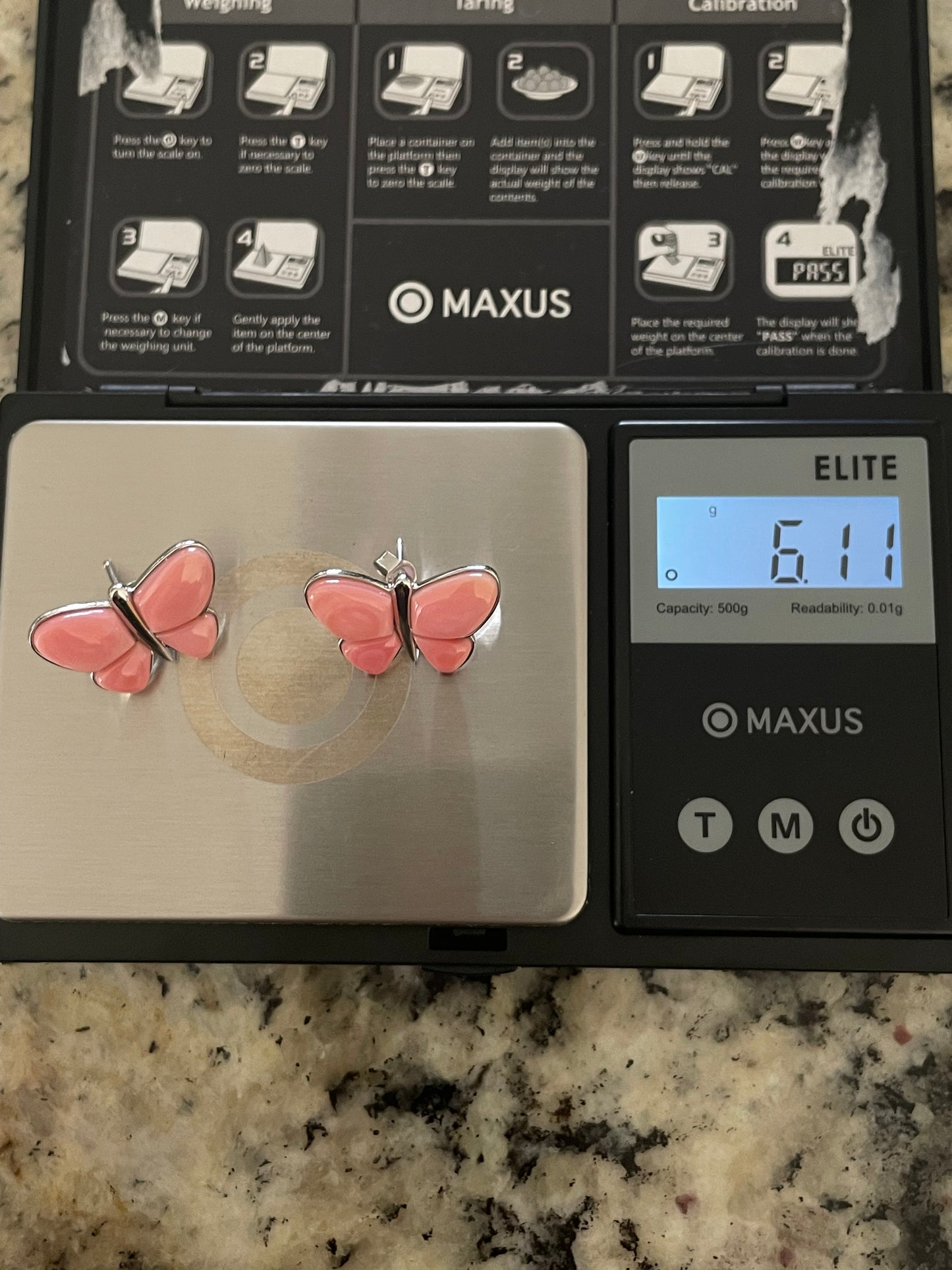 Pink Conch Butterfly Stud Earrings | 925 Sterling Silver E405