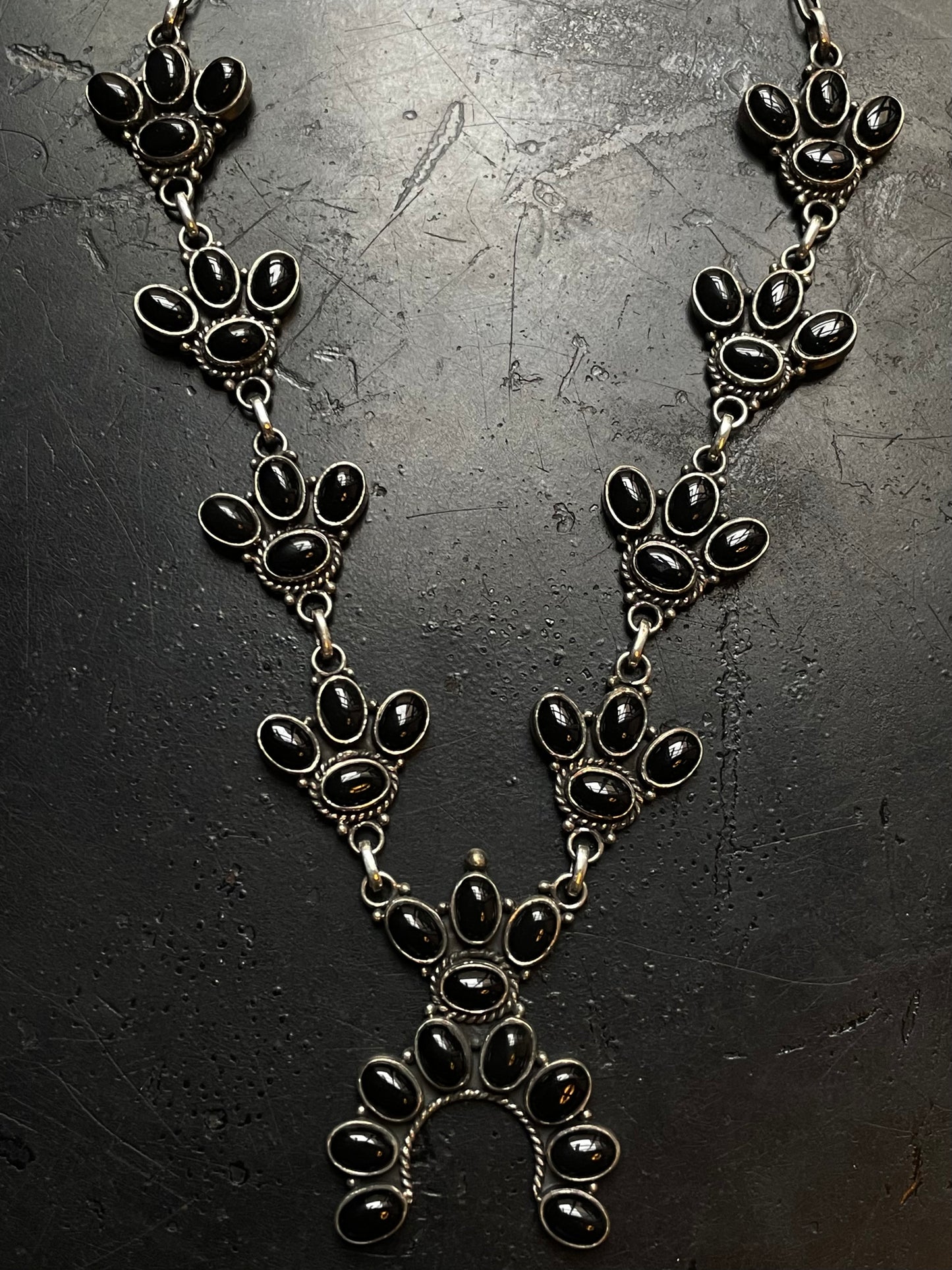 Black Onyx Naja Lariat Necklace | Sterling Silver G333