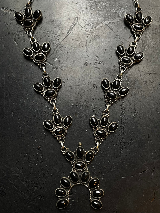 Black Onyx Naja Lariat Necklace | Sterling Silver G333