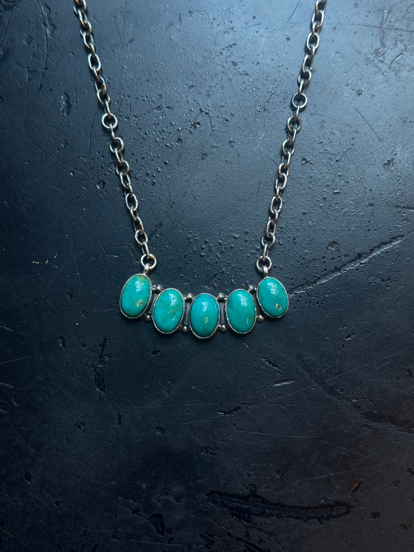Kingman Turquoise Bar Necklace | 925 Sterling Silver C475