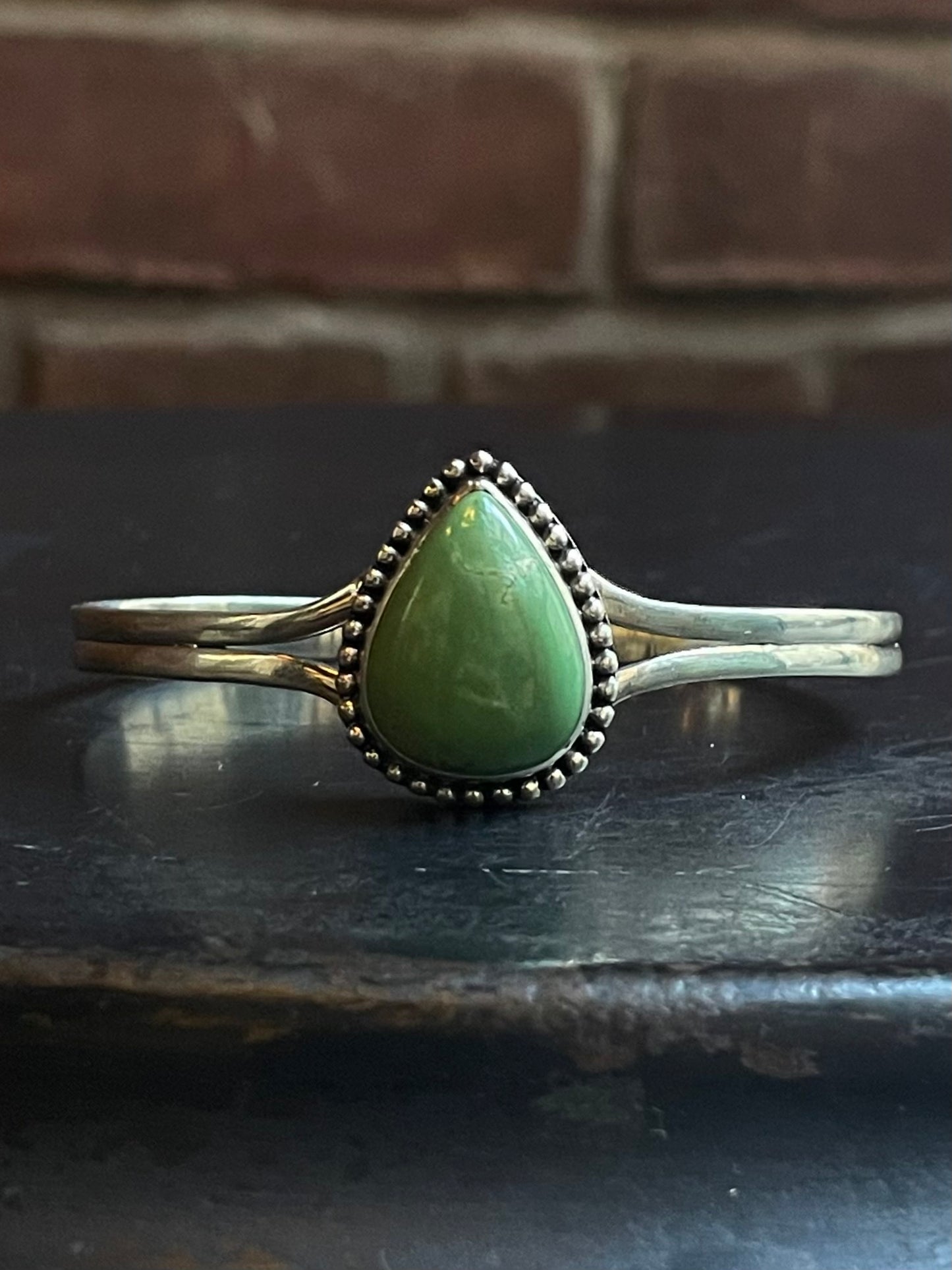 Kingman Turquoise Teardrop Cuff | 925 Sterling Silver E494