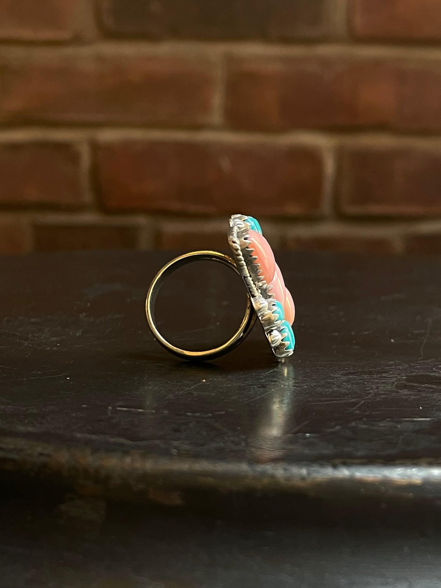 Pink Conch Turquoise Ring Size 8.75 | Sterling Silver E897