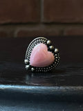 Pink Conch Heart Ring Size 7 | 925 Sterling Silver E424