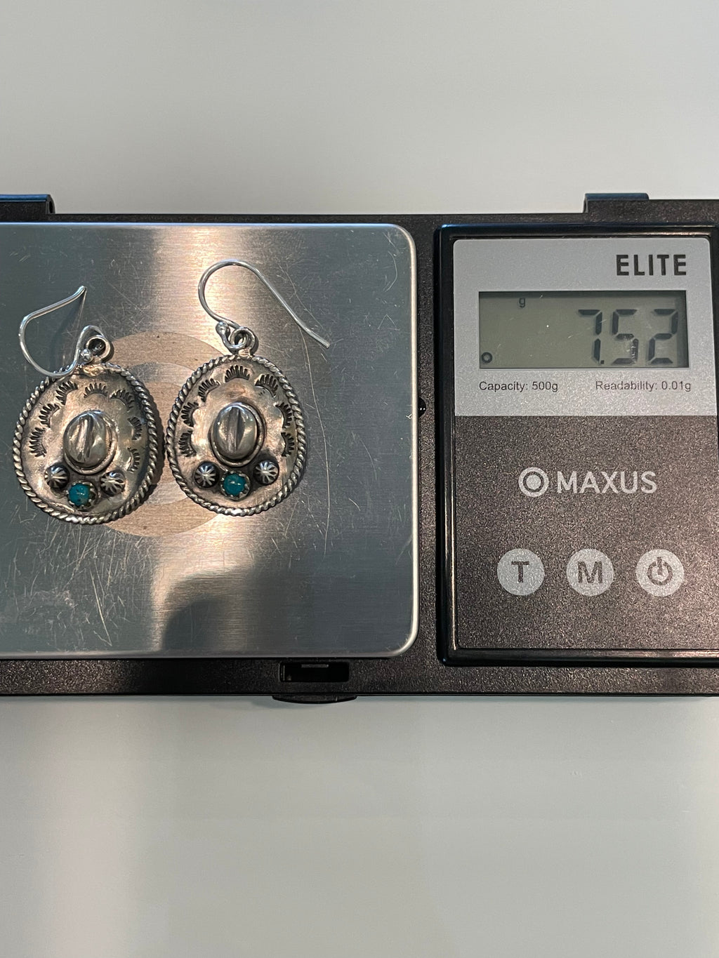 Turquoise Cowboy Hat Dangle  Earrings | 925 Sterling Silver G710