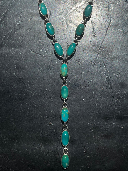 Kingman Turquoise Lariat Necklace | Sterling Silver G418