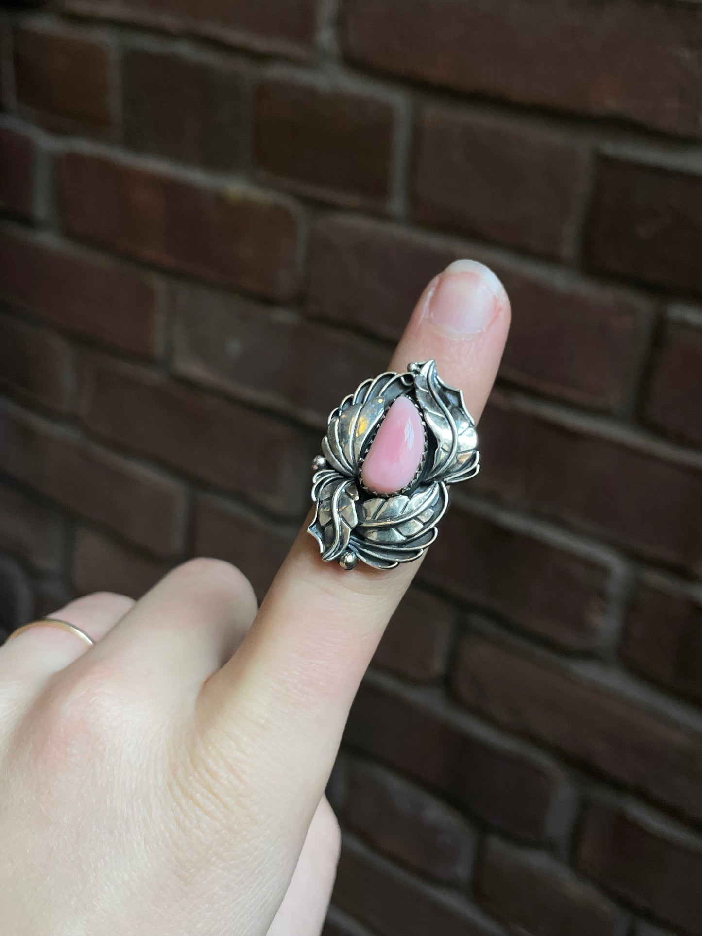 Pink Conch Feather Ring Size 6 | 925 Sterling Silver Southwest E171