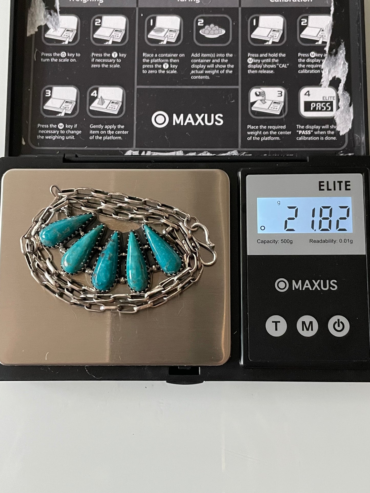Kingman Turquoise Fan Necklace | 925 Sterling Silver E621