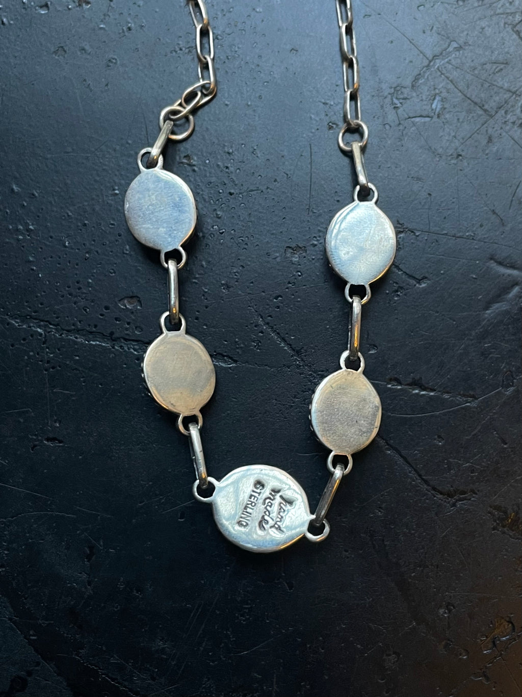 Pink Conch Necklace | Graduated Oval Stations | 925 Silver E583
