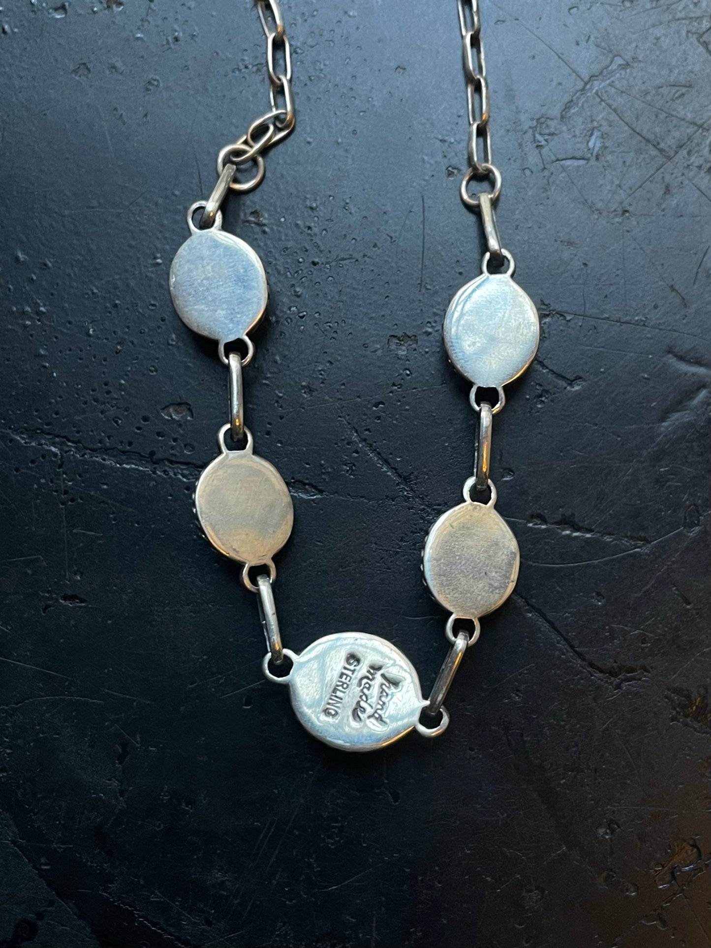 Pink Conch Necklace | Graduated Oval Stations | 925 Silver E583