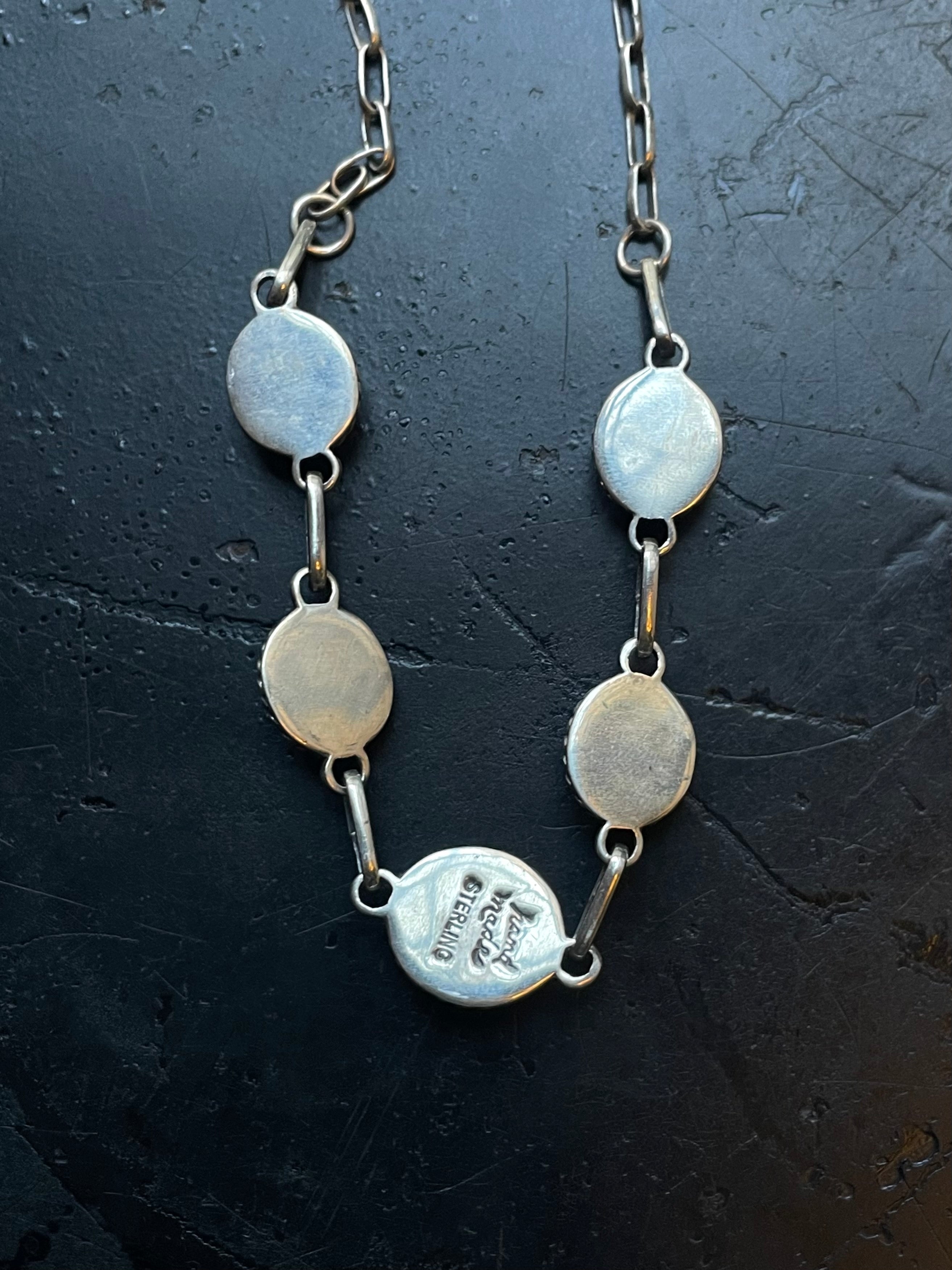 Pink Conch Necklace | Graduated Oval Stations | 925 Silver E583