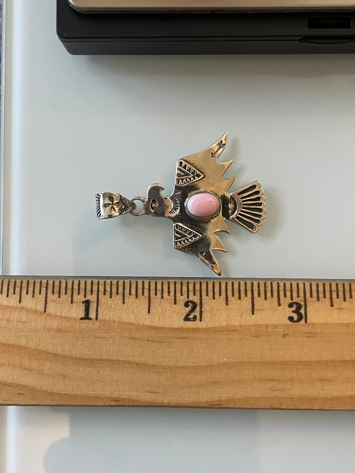 Pink Conch Thunderbird Pendant | 925 Sterling Silver E504