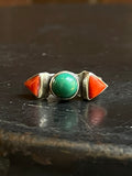 Italian Coral Turquoise Ring Size 8 | Sterling Silver E851