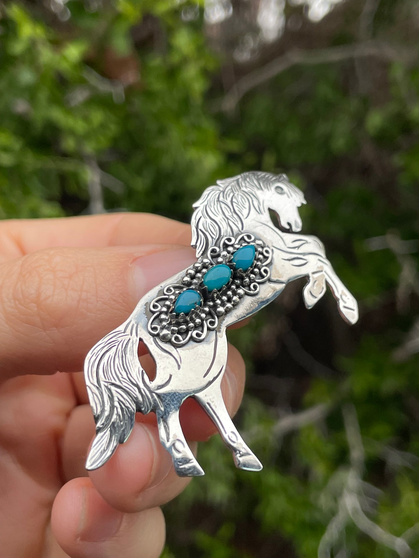 Turquoise Horse Pendant | Sterling Silver 925 B729