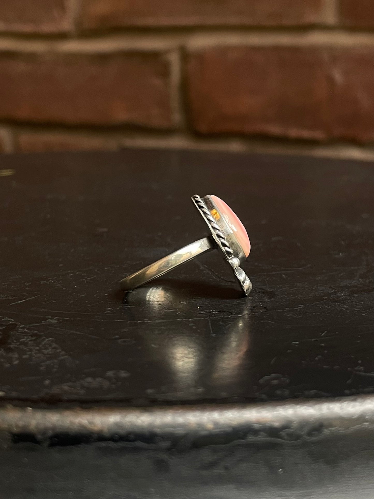 Pink Conch Tear Drop Ring Size 8 | 925 Sterling Silver G140
