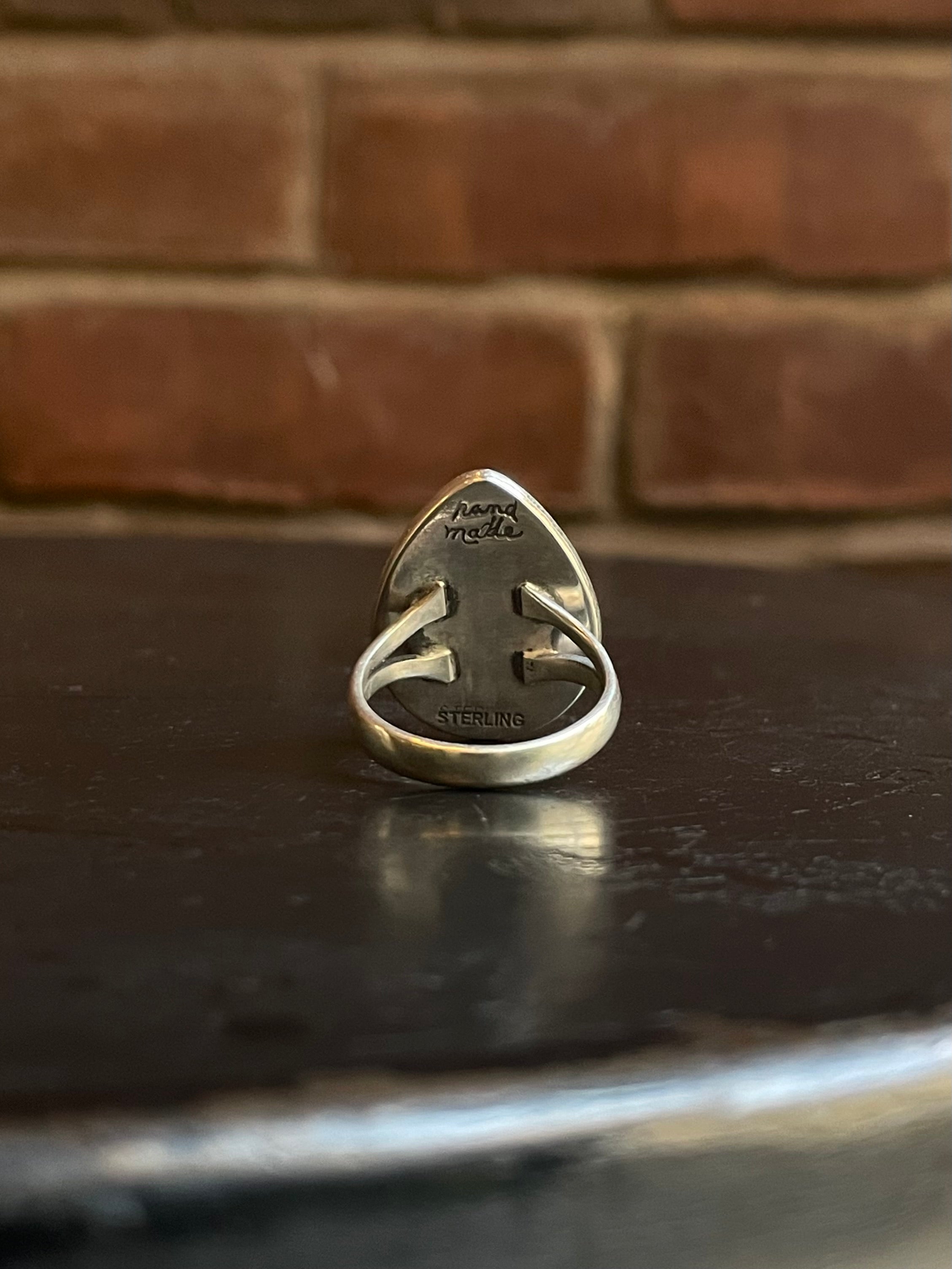 Pink Conch Tear Drop Ring Size 8.25 | 925 Sterling Silver G113