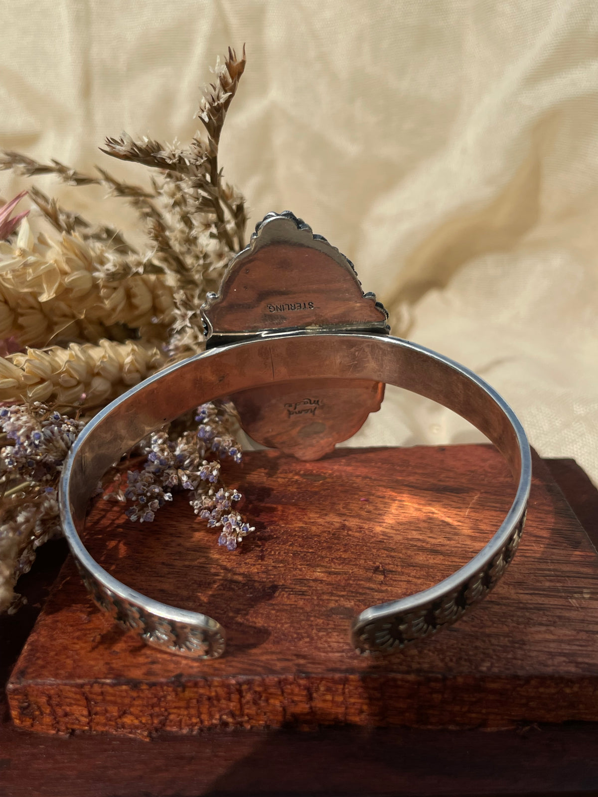Pink Conch Floral Cuff Bracelet | 925 Sterling Silver D285