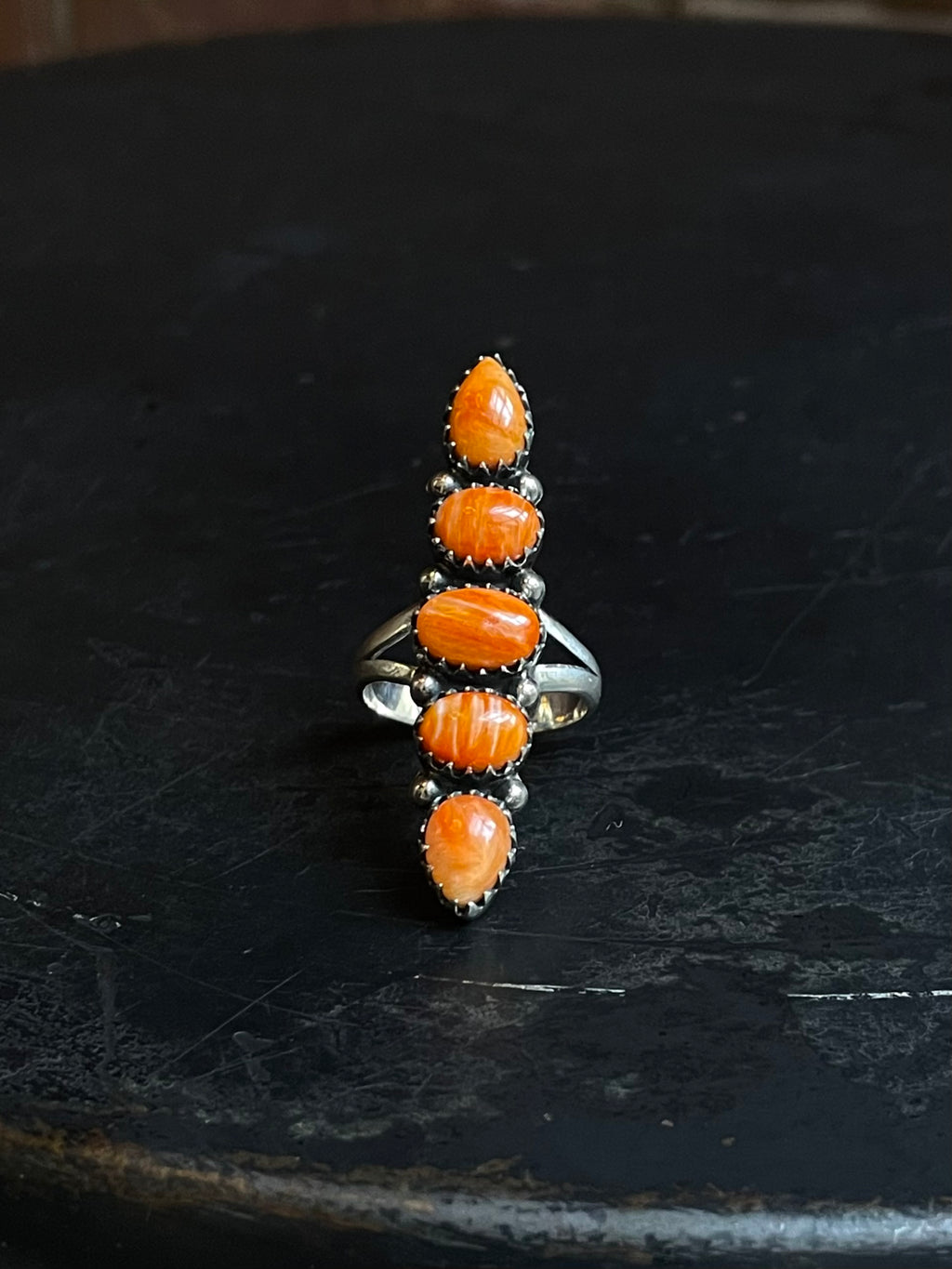 Spiny Oyster Row Ring | 925 Sterling Silver Size 7 E480