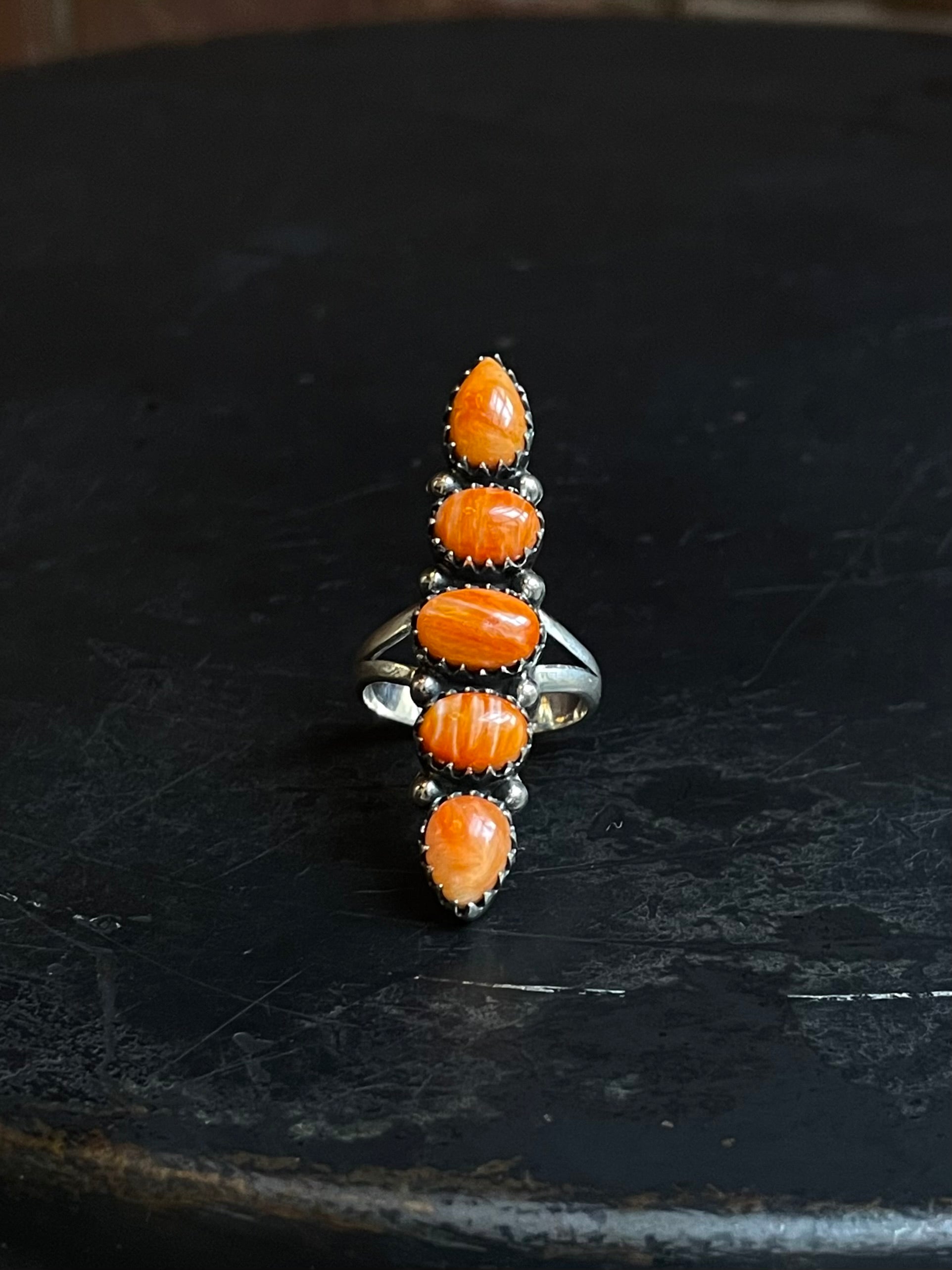 Spiny Oyster Row Ring | 925 Sterling Silver Size 7 E480