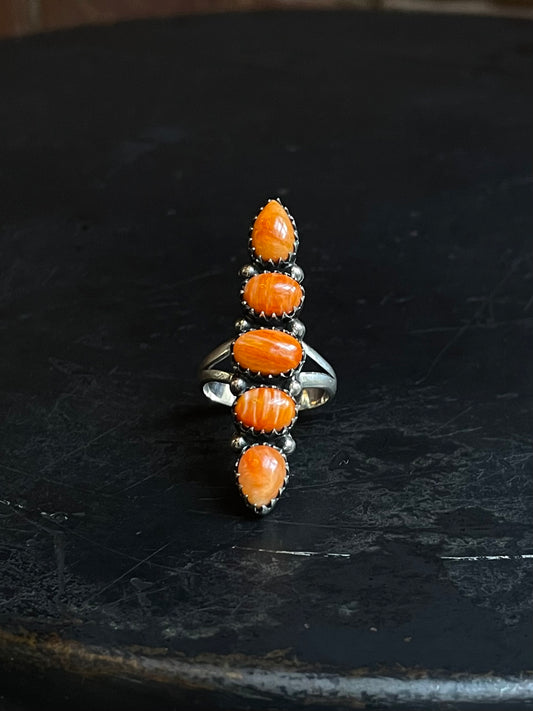 Spiny Oyster Row Ring | 925 Sterling Silver Size 7 E480