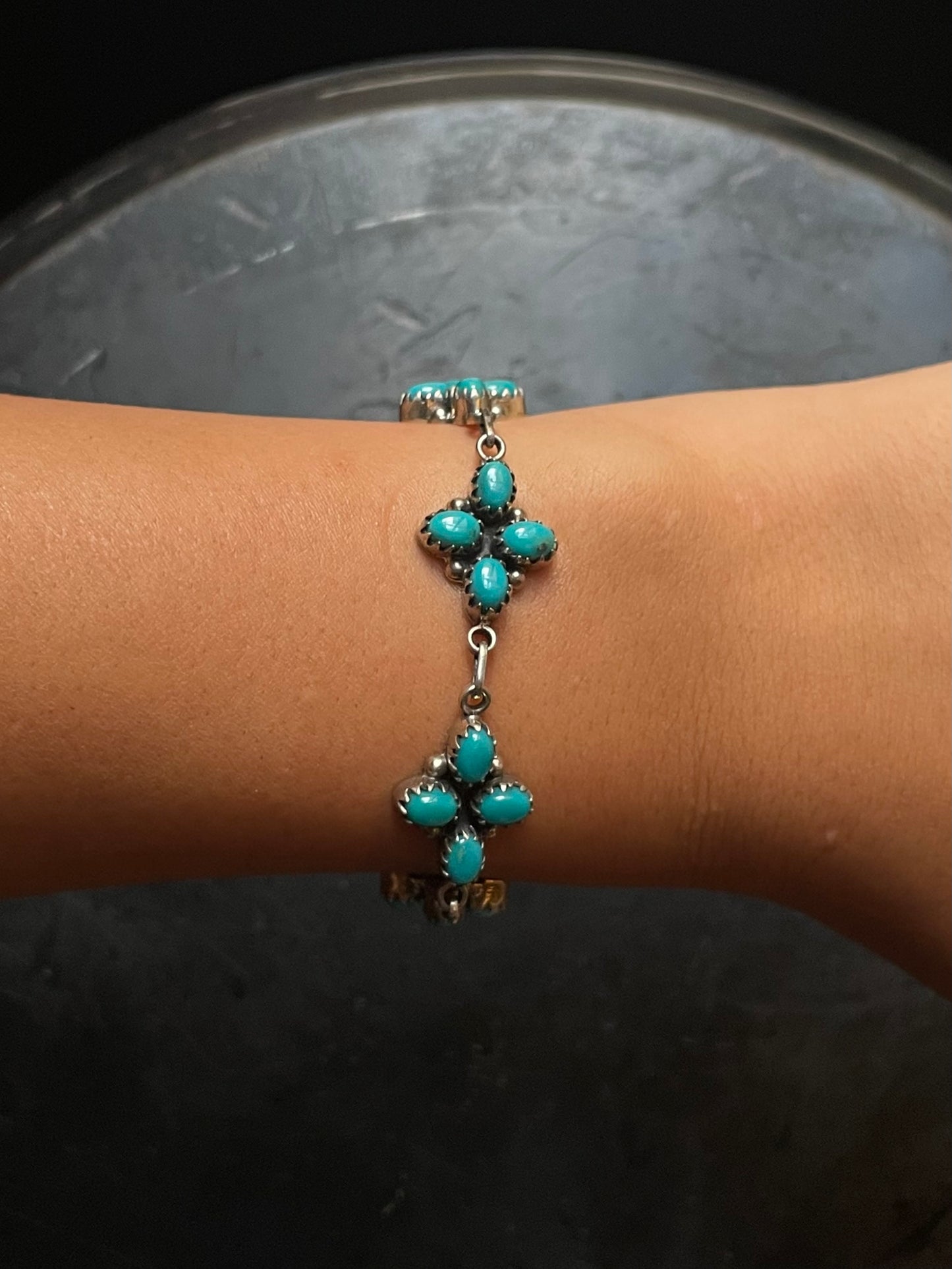 Turquoise Cluster Link Bracelet | 925 Sterling Silver G416