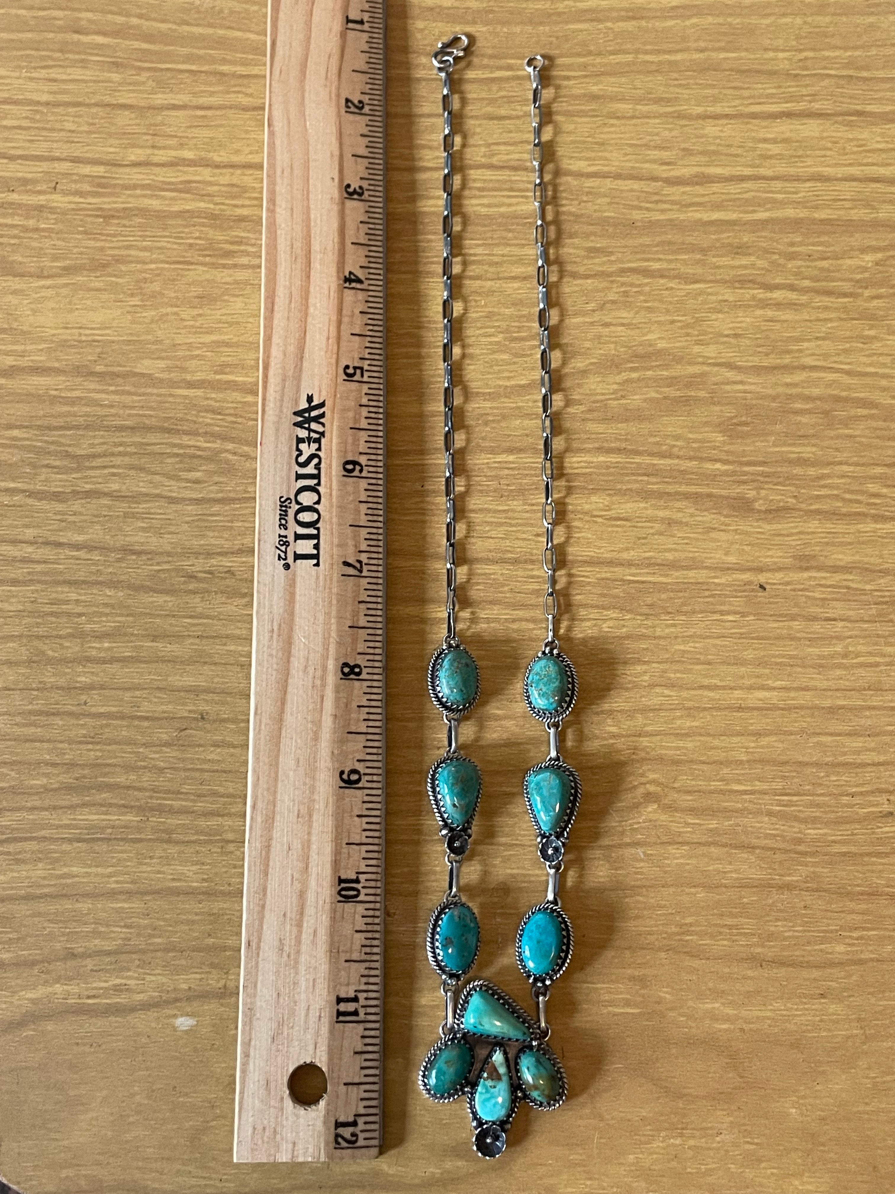Kingman Turquoise Lariat Necklace | 925 Sterling Silver G603