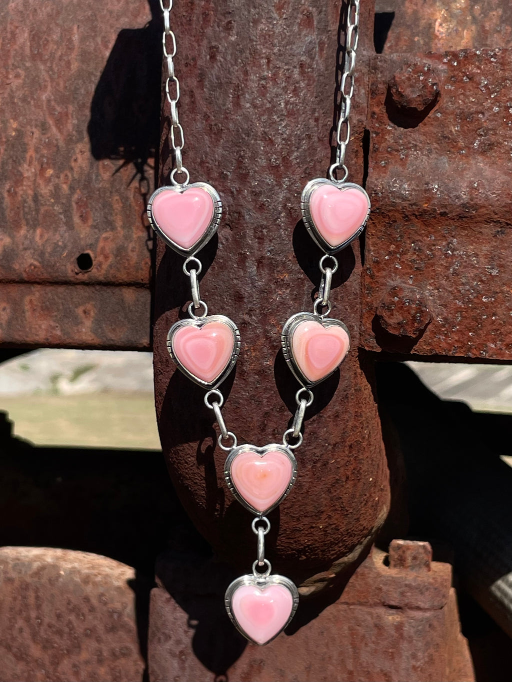 Pink Conch Heart Necklace | Sterling Silver G456