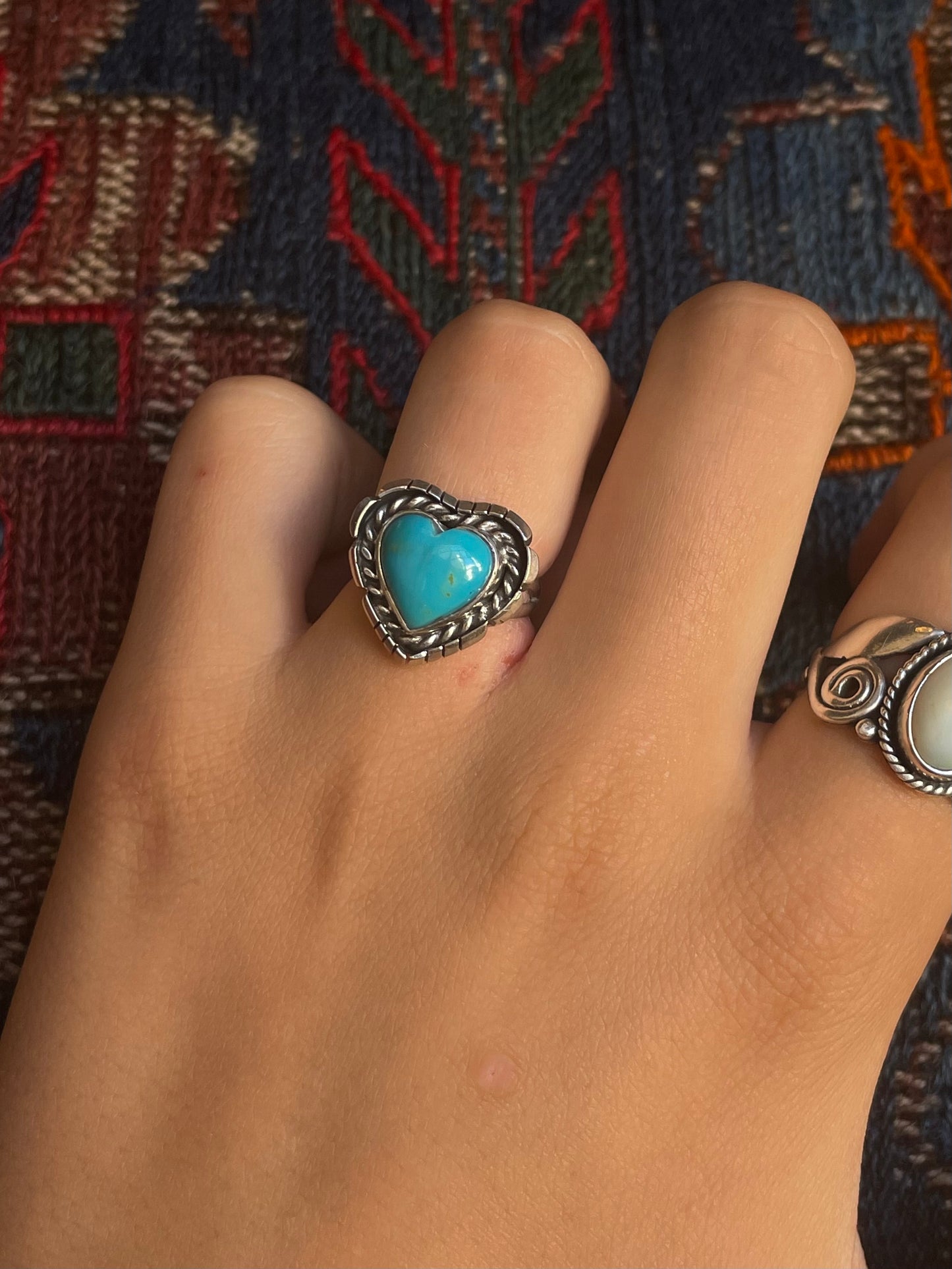 Kingman Turquoise Heart Ring | Sterling Silver | Size 6 G365