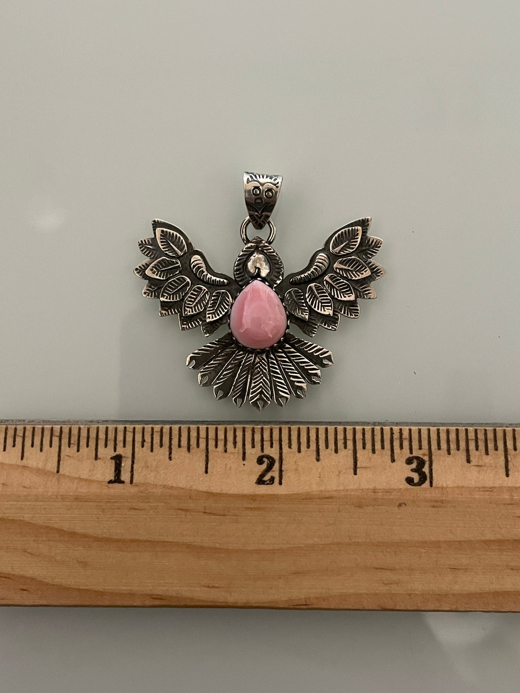 Pink Conch Thunderbird Pendant | 925 Sterling Silver E240