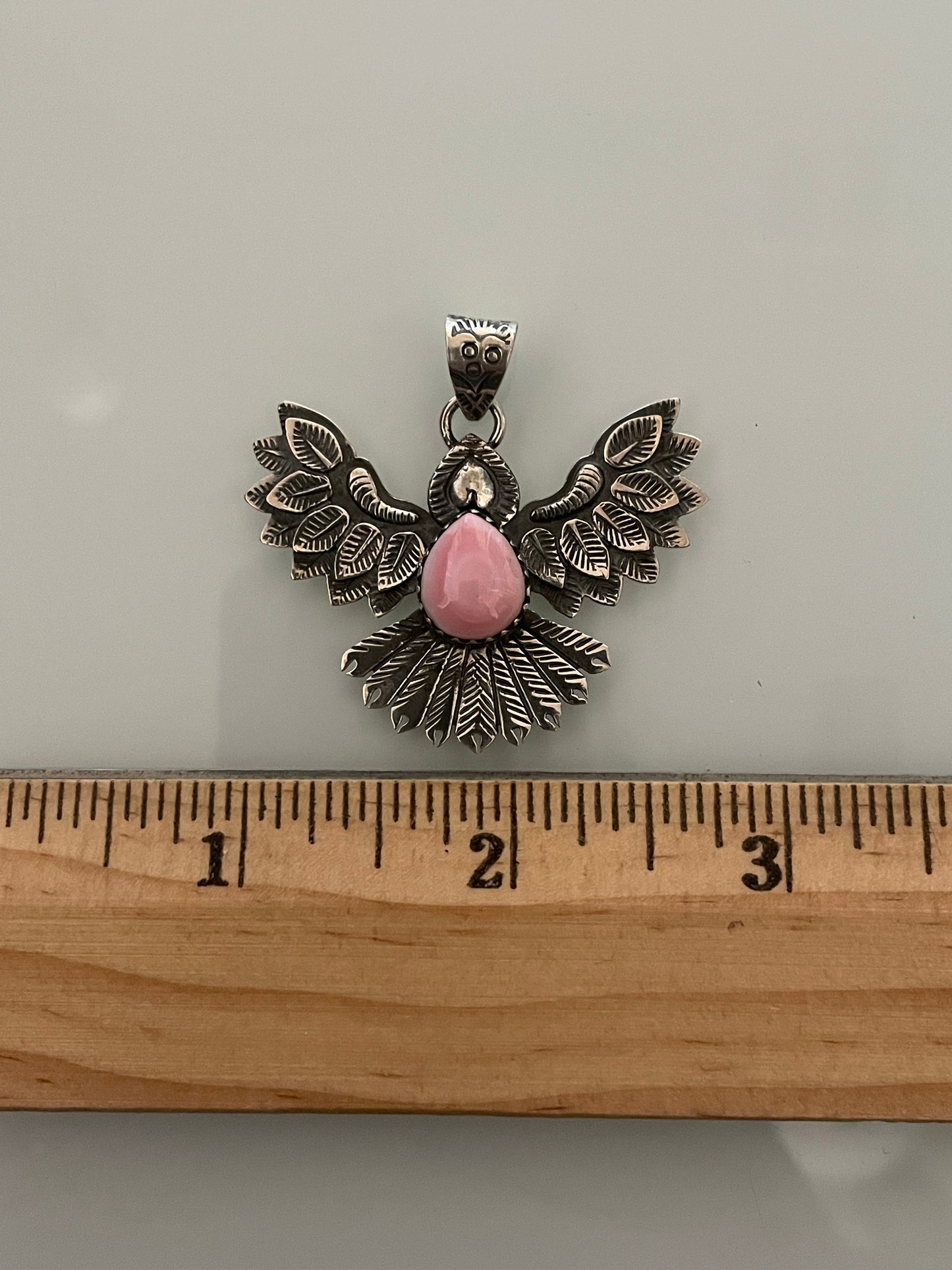 Pink Conch Thunderbird Pendant | 925 Sterling Silver E240